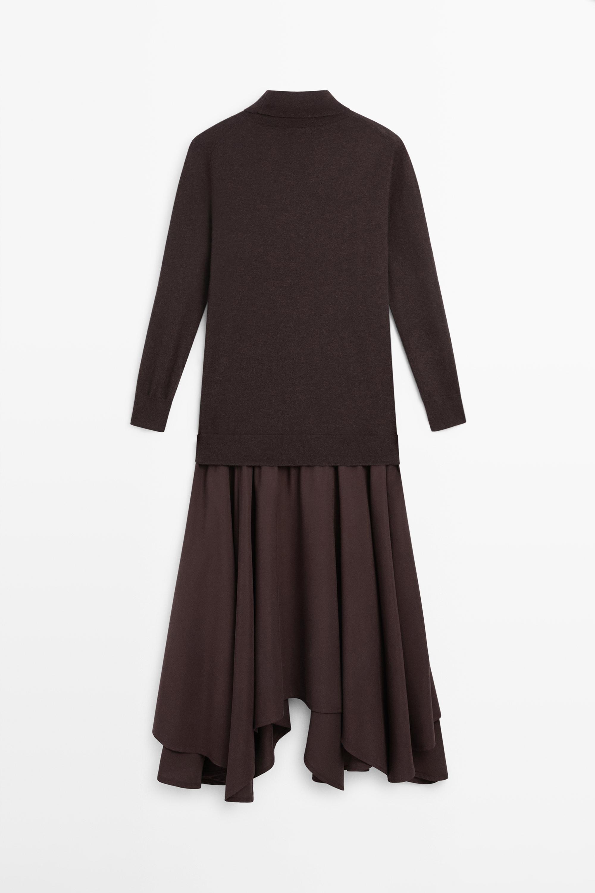 Wool blend knit dress with contrast detail